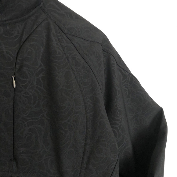 DOUBLE DIAMOND Jacket Women's Sz S Black Floral SOFT Fleece Lined Full Zip Mock - Picture 3 of 16